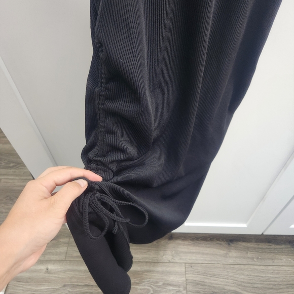 Zara Black Ruched Tie Side Ribbed Dress Small - Picture 7 of 11